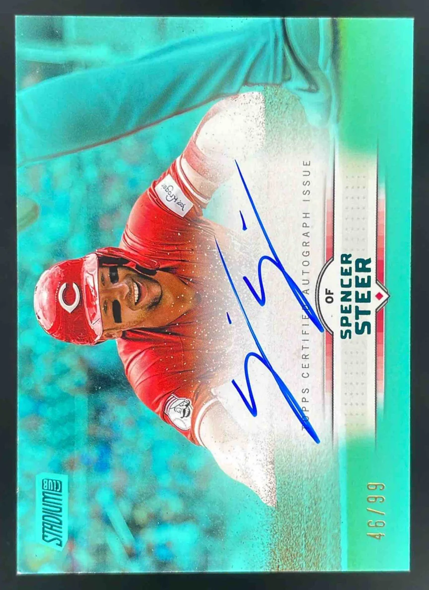 2025 Topps Stadium Club Autograph Turquoise Foil #SCBASST Spencer Steer Auto /99