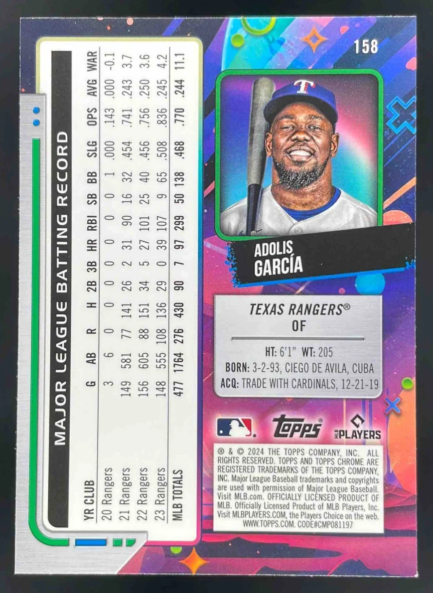 2024 Topps Cosmic Chrome Gold Interstellar Refractor #158 Adolis Garcia /50 - Image 2