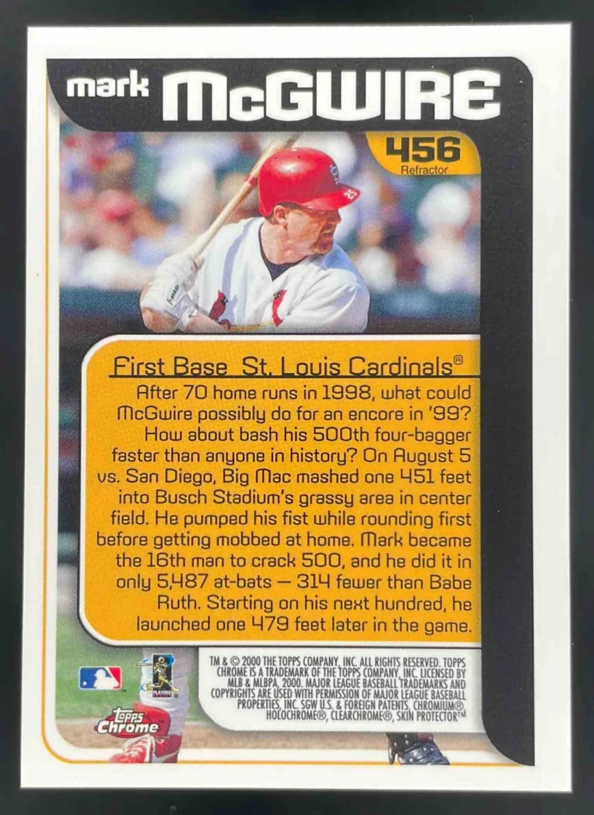 2000 Topps Chrome Refractors #456 Mark McGwire - Image 2