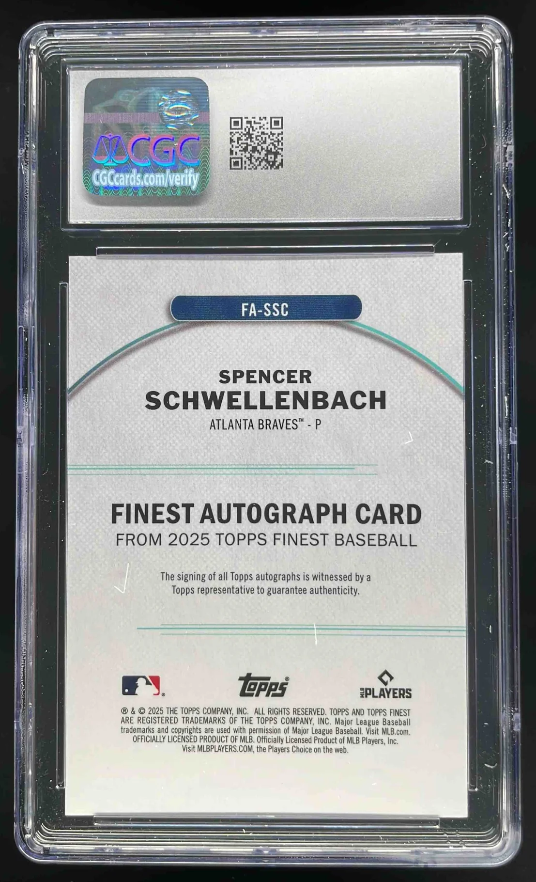 2025 Finest Orange Refractor #FA-SSC Spencer Schwellenbach RC Auto /25 CGC 10 - Image 2