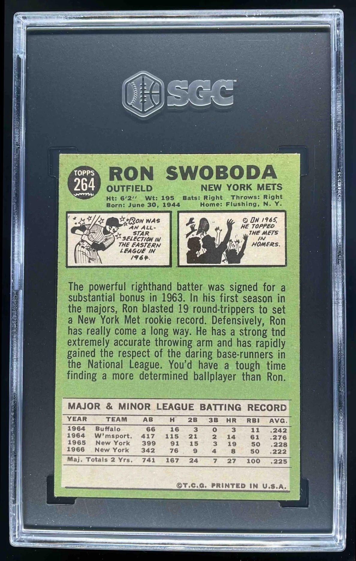 1967 Topps #264 Ron Swoboda SGC 7 - Image 2