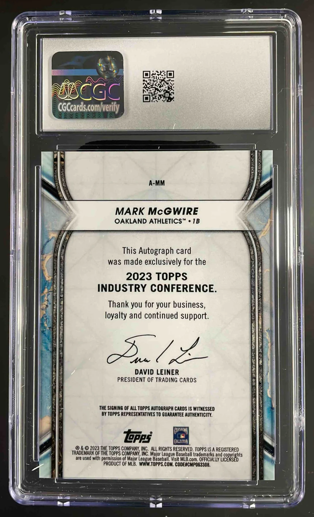 2023 Topps Industry Conference Autograph #A-MM Mark McGwire Auto /15 CGC 10 - Image 2
