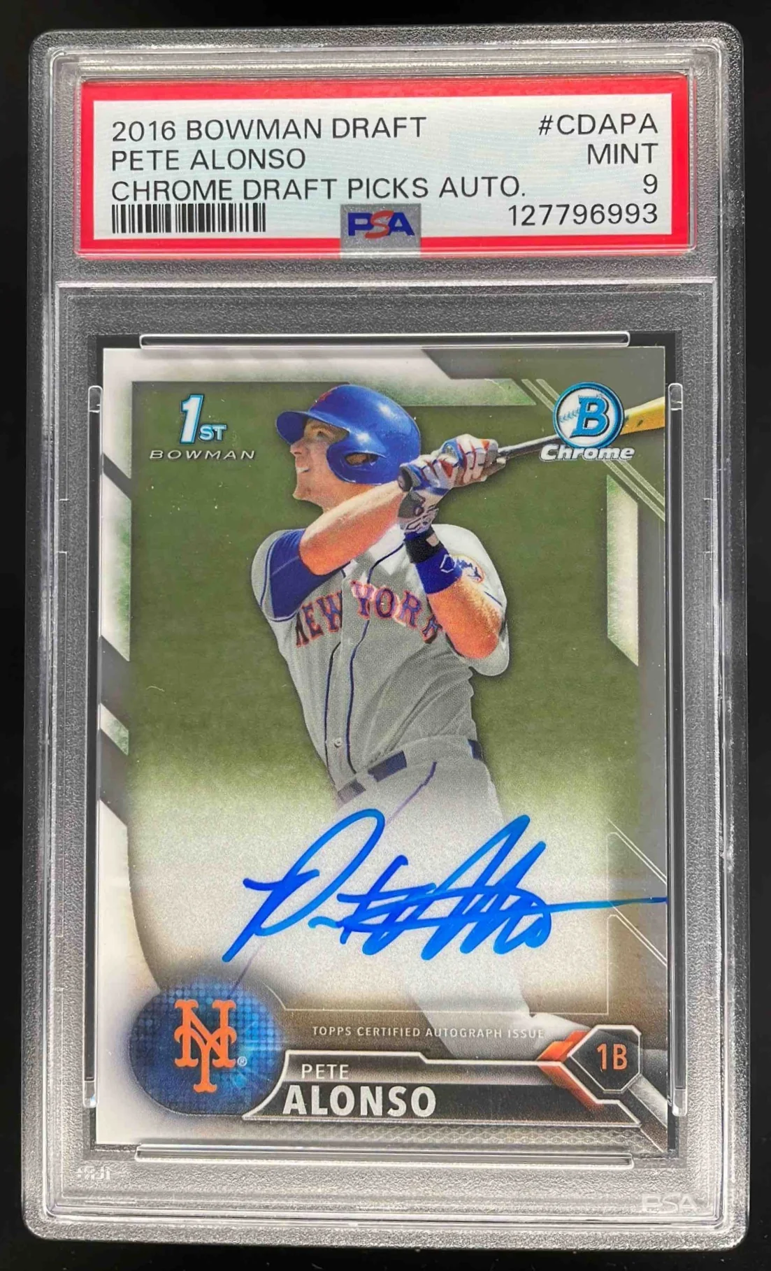 2016 Bowman Chrome Pick Autographs #CDA-PA Pete Alonso Autograph RC Auto PSA 9