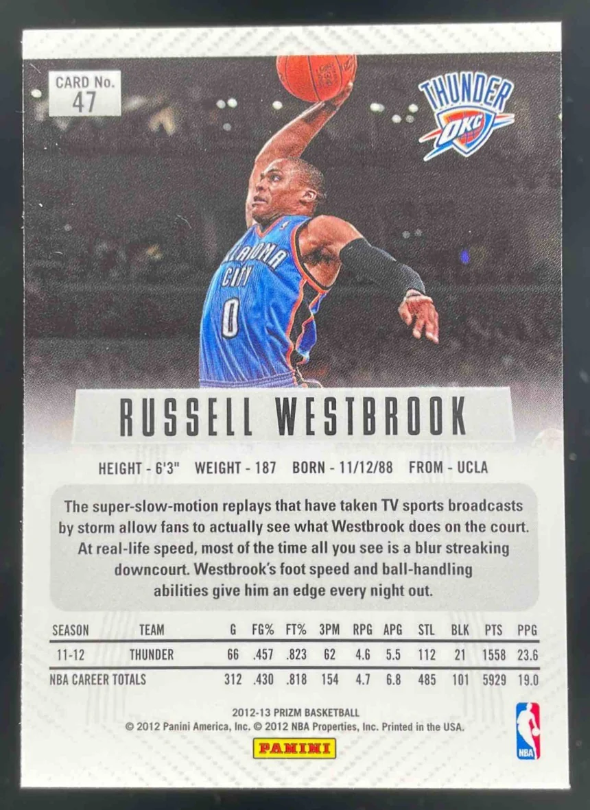 2012-13 Panini Prizm Prizms Green #47 Russell Westbrook - Image 2