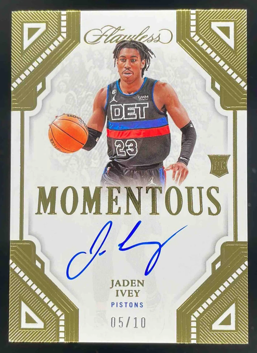 2022-23 Flawless Momentous Gold #MA-JIV Jaden Ivey Autograph RC Auto /10