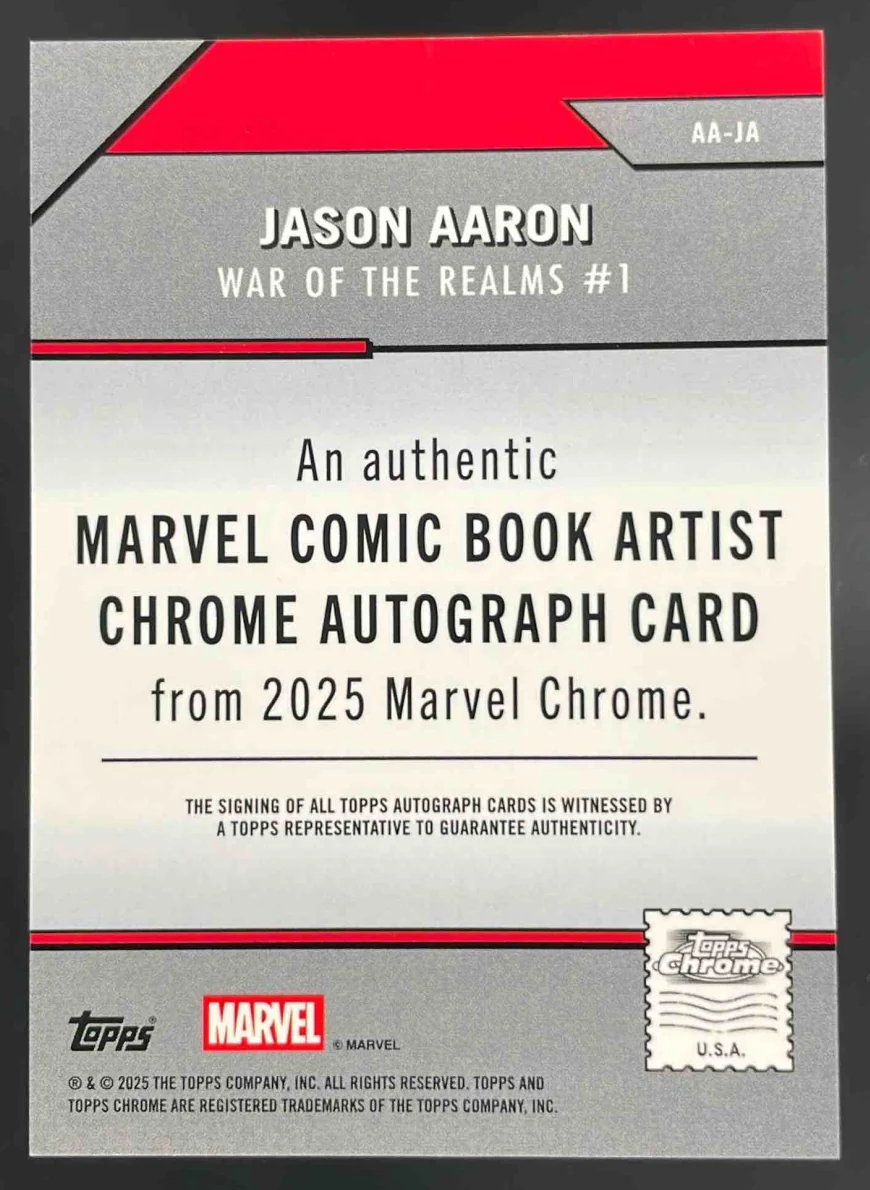 2025 Topps Chrome Marvel Comic Book Artist Purple Shimmer Jason Aaron Auto /75 - Image 2