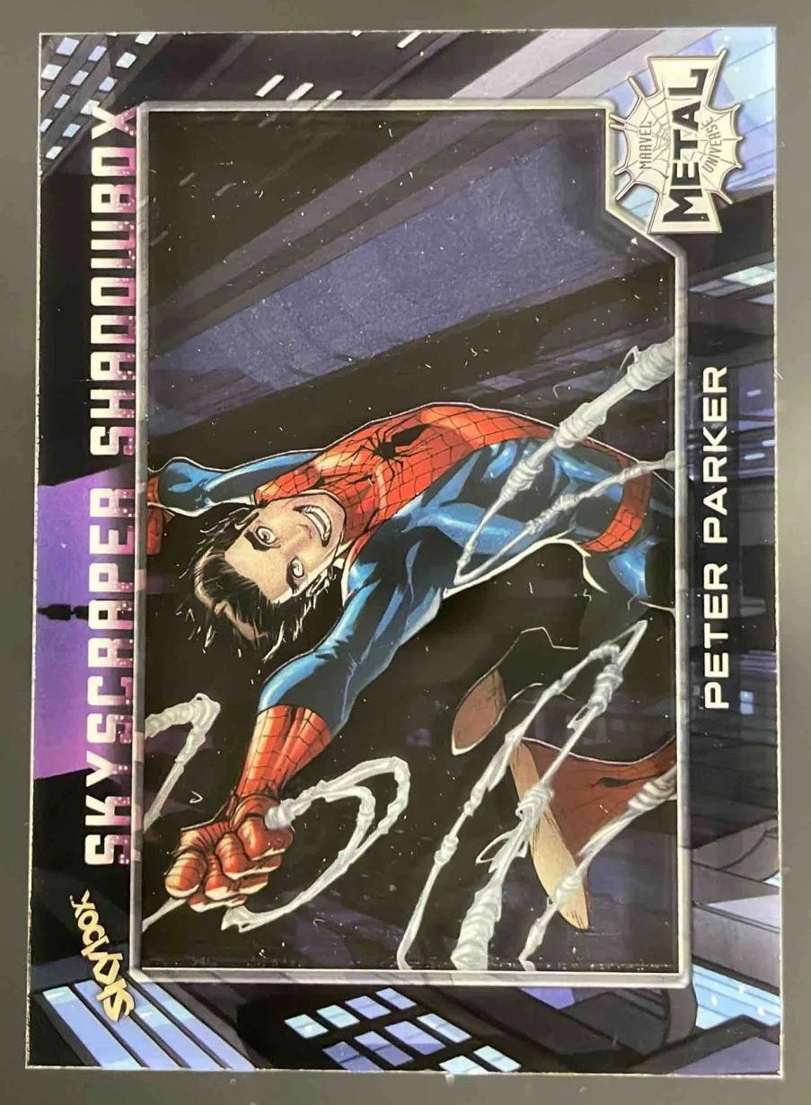 2021 Skybox Metal Universe Marvel Skyscraper Shadow Box #SS28 Peter Parker