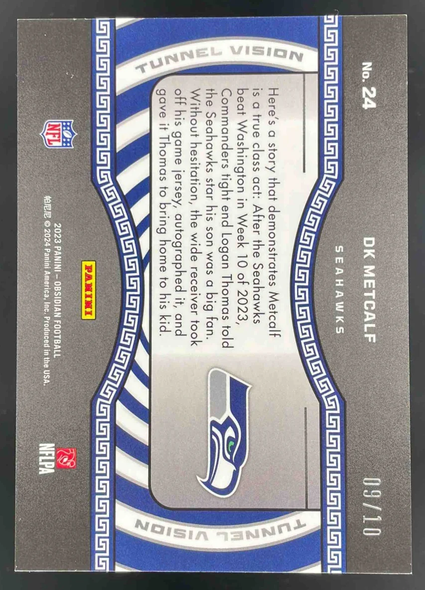 2023 Panini Obsidian Tunnel Vision Electric Etch Red #24 DK Metcalf /10 - Image 2