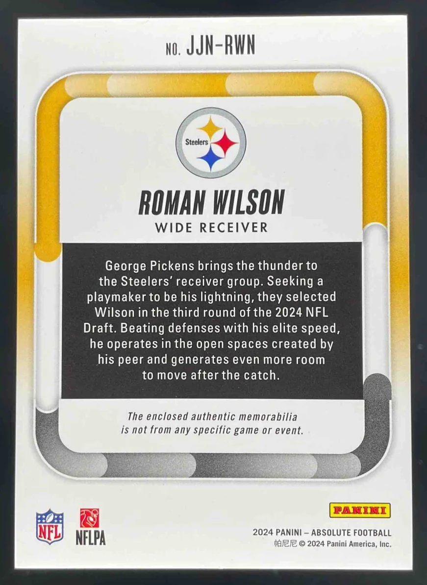 2024 Panini Absolute Jumbo Jersey Number #JJN-RWN Roman Wilson RC /49 - Image 2