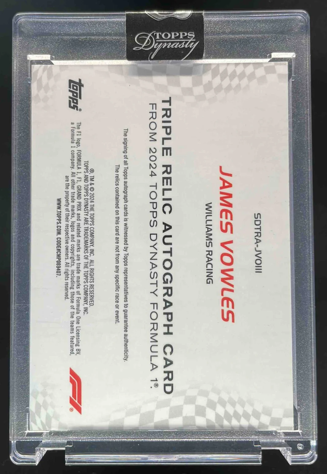 2024 Topps Dynasty Formula 1 Single Driver Triple Relic Auto James Vowles /10 - Image 2