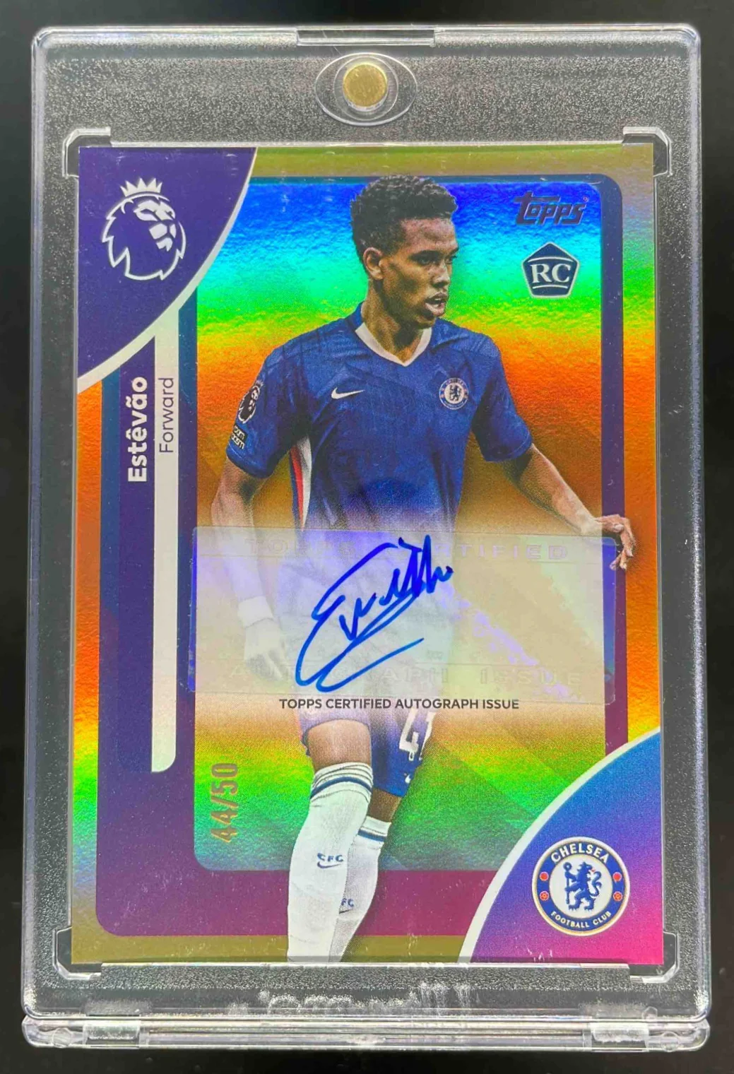2025-26 Topps Premier League Autograph Gold Rainbow Foil #AC-ES Estevao Auto /50