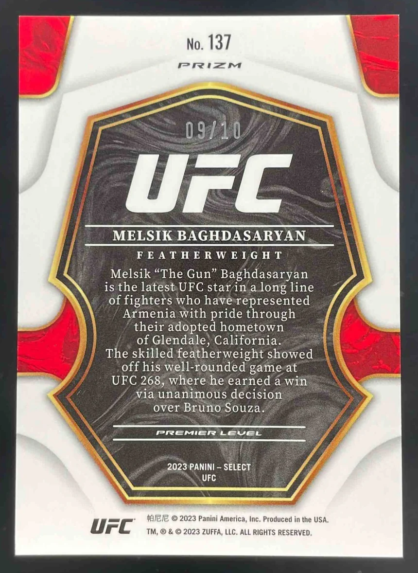 2023 Panini Select UFC Gold Prizms #137 Melsik Baghdasaryan /10 - Image 2