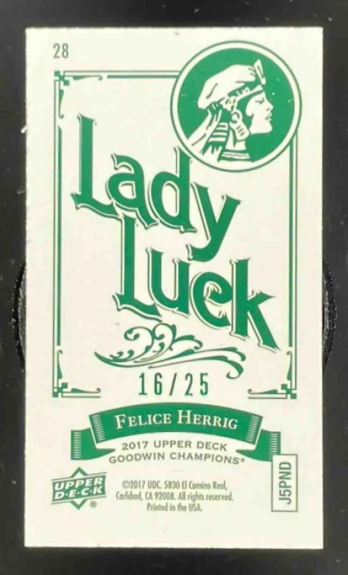 2017 Upper Deck Goodwin Champions Cloth Lady Luck Minis #28 Felice Herrig /25 - Image 2