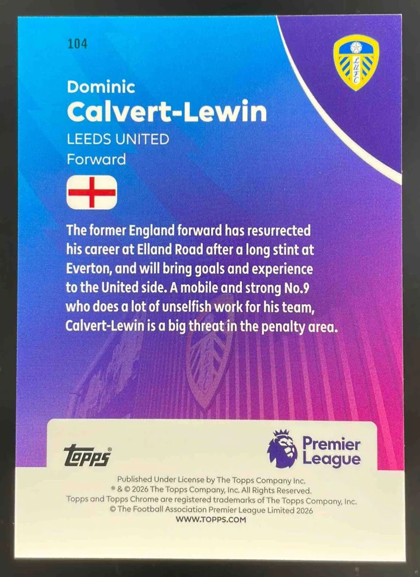 2026 Topps Chrome Black RayWave Refractor #104 Dominic Calvert-Lewin /10 - Image 2