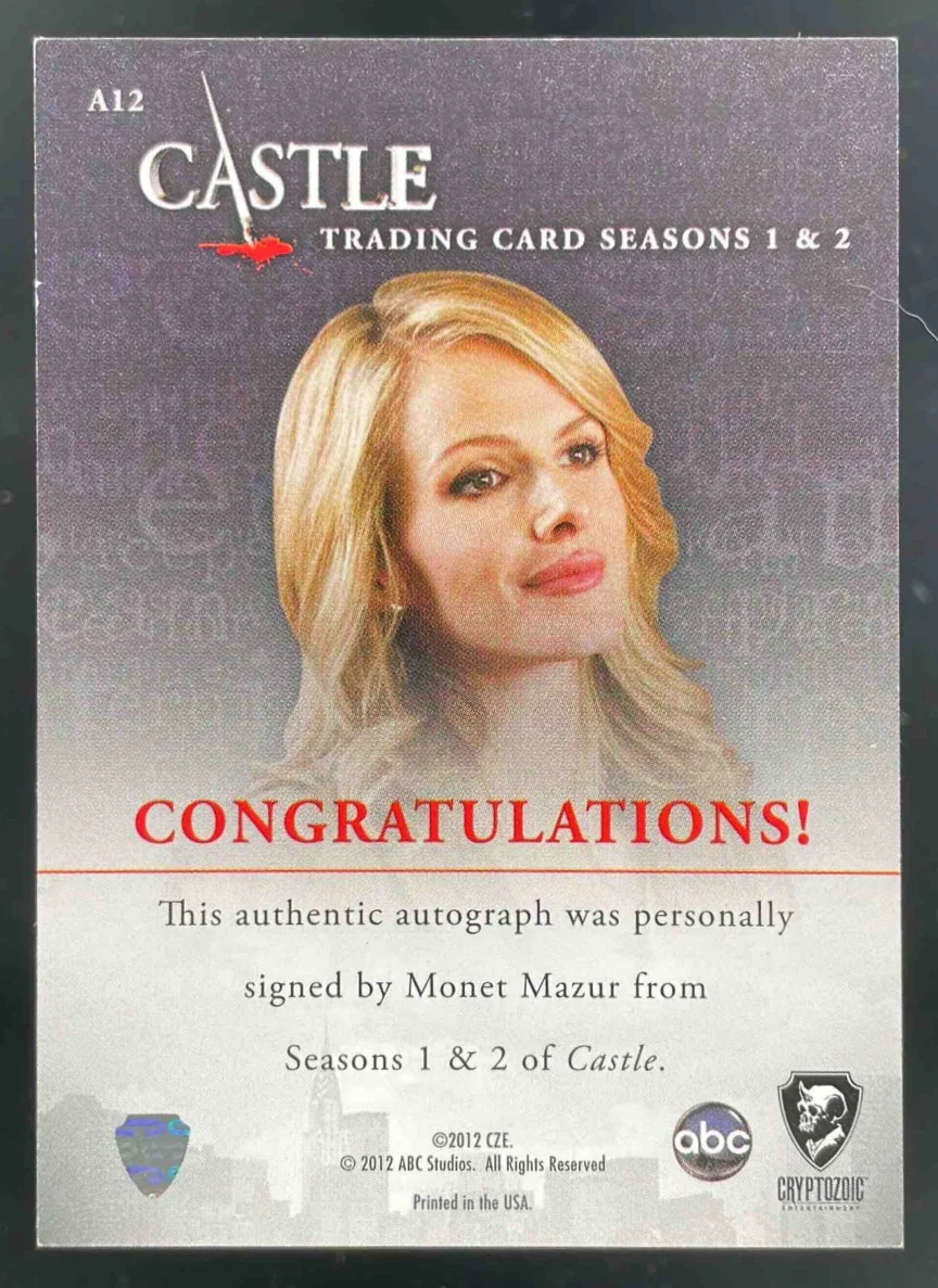 2012 Castle Autograph Monet Mazur as Gina Griffin Auto - Image 2