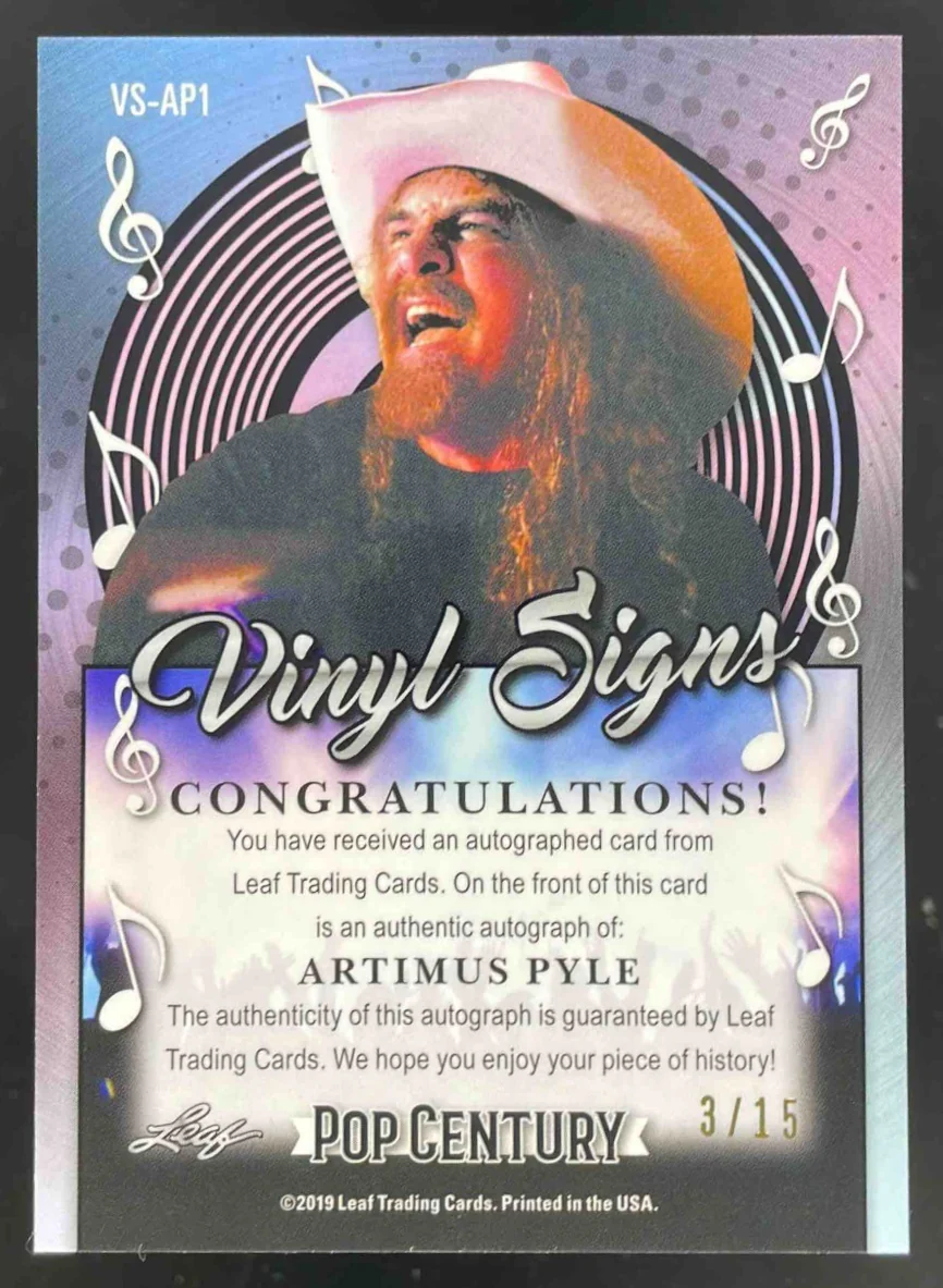 2019 Leaf Metal Pop Century Vinyl Signs Pink #VS-AP1 Artimus Pyle Auto /15 - Image 2