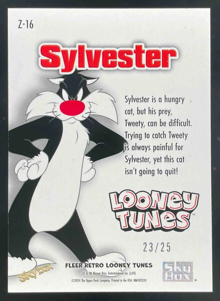2024 Fleer Retro Looney Tunes Z-Force #Z-16 Sylvester /25 - Image 2