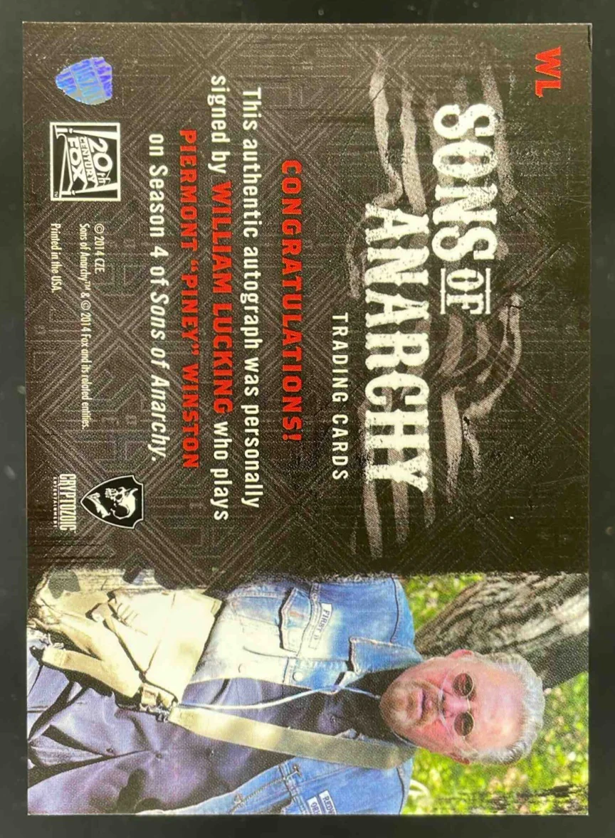2014 Cryptozoic Sons of Anarchy Auto William Lucking as Piney Winston Auto - Image 2