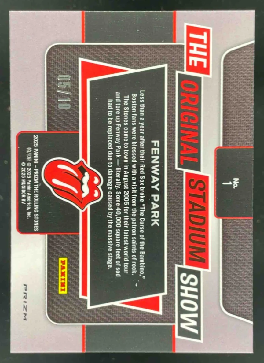 2025 Panini Prizm The Rolling Stones Stadium Show Gold #1 Fenway Park /10 - Image 2