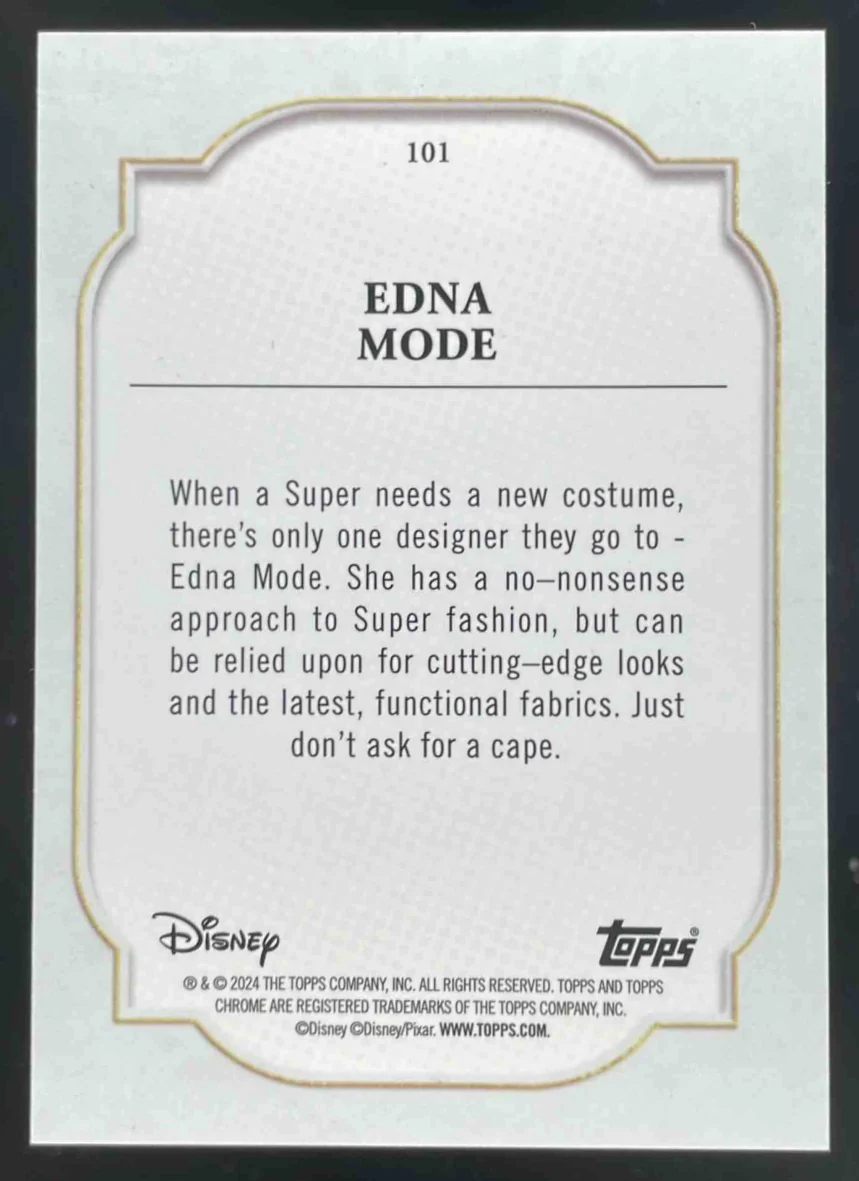 2024 Topps Chrome Disney Sapphire Orange Refractor #101 Edna Mode /25 - Image 2