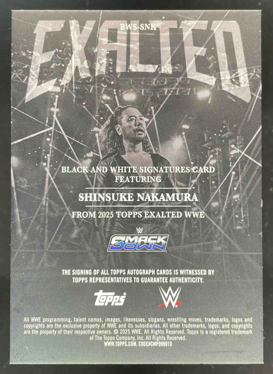 2025 Topps Exalted Black and White Blue #BWS-SNK Shinsuke Nakamura Auto /25 - Image 2