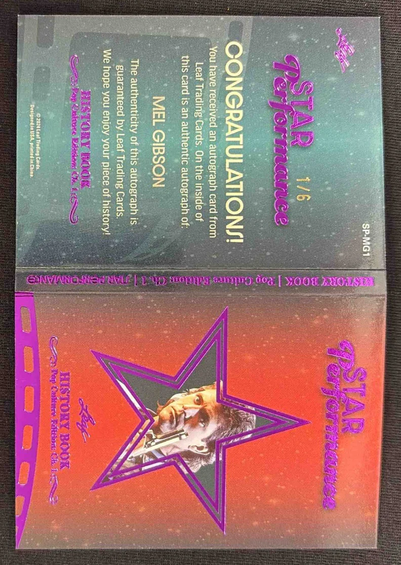 2024 Leaf History Book Pop Culture Performance Purple Holo Mel Gibson Auto /6 - Image 2