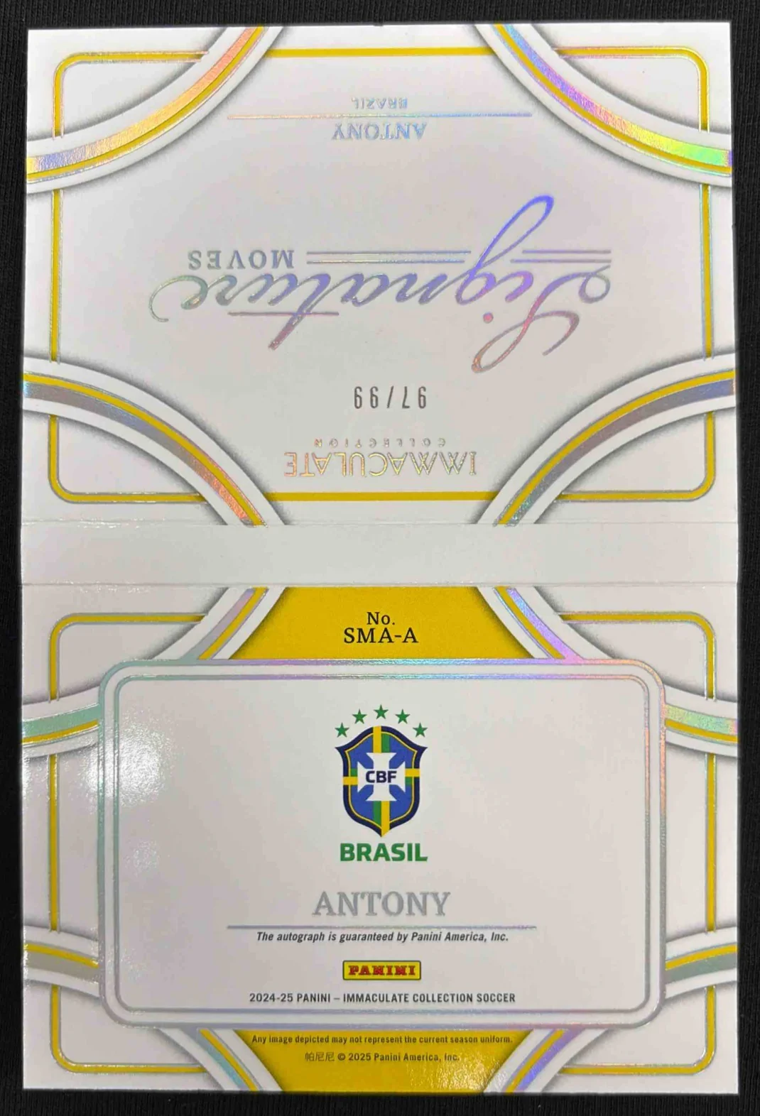 2024-25 Panini Immaculate Collection Signature Moves Booklets #1 Antony Auto /99 - Image 2