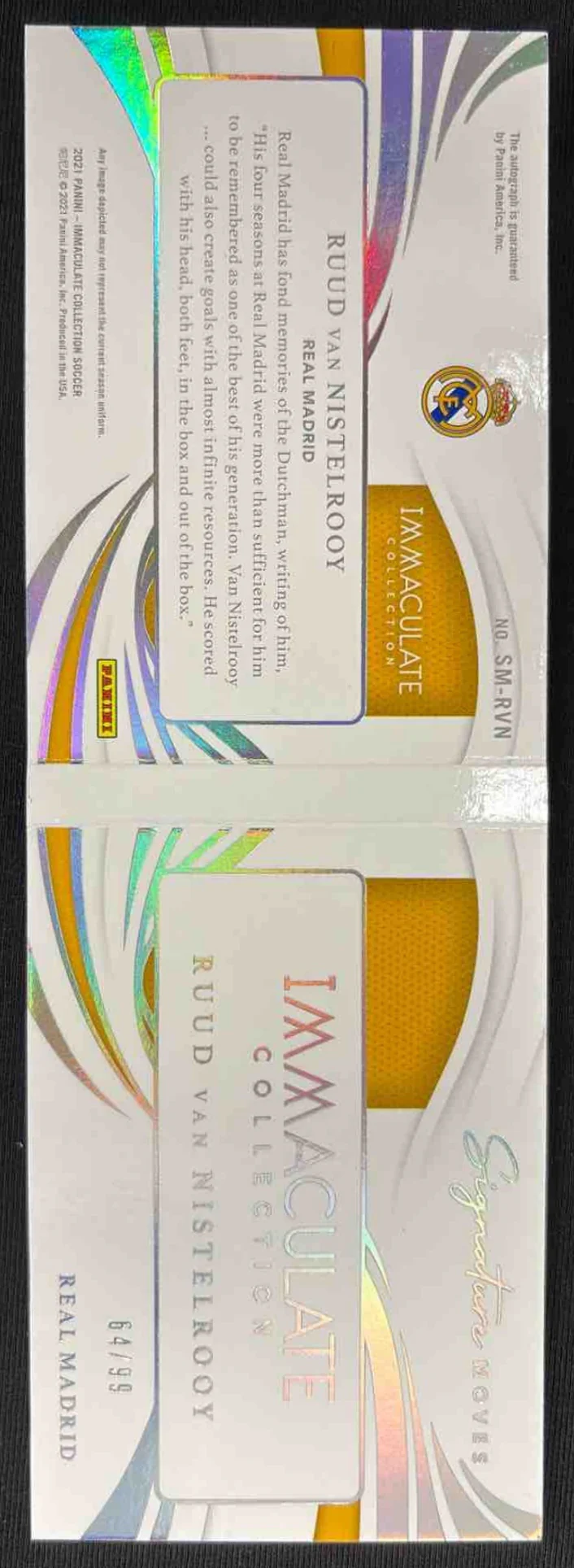 2021 Immaculate Collection Moves Autograph Booklets Ruud van Nistelrooy Auto /99 - Image 2