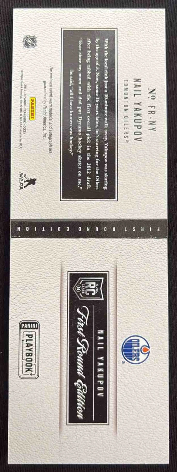 2013-14 Panini Playbook First Round Edition #FRNY Nail Yakupov Autograph RC Auto - Image 2