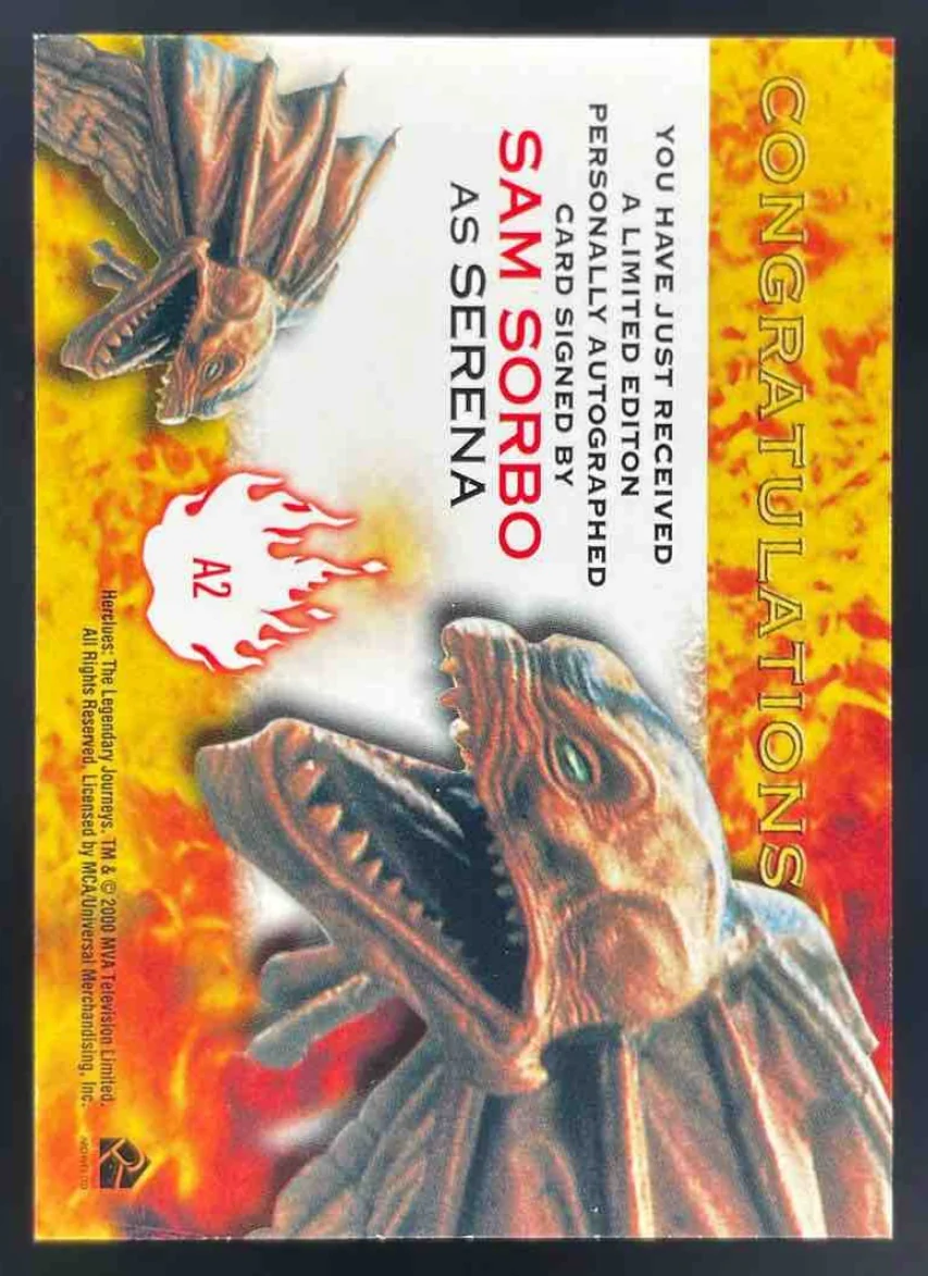 2000 Hercules Autograph #A2 Sam Sorbo as Serena Auto - Image 2