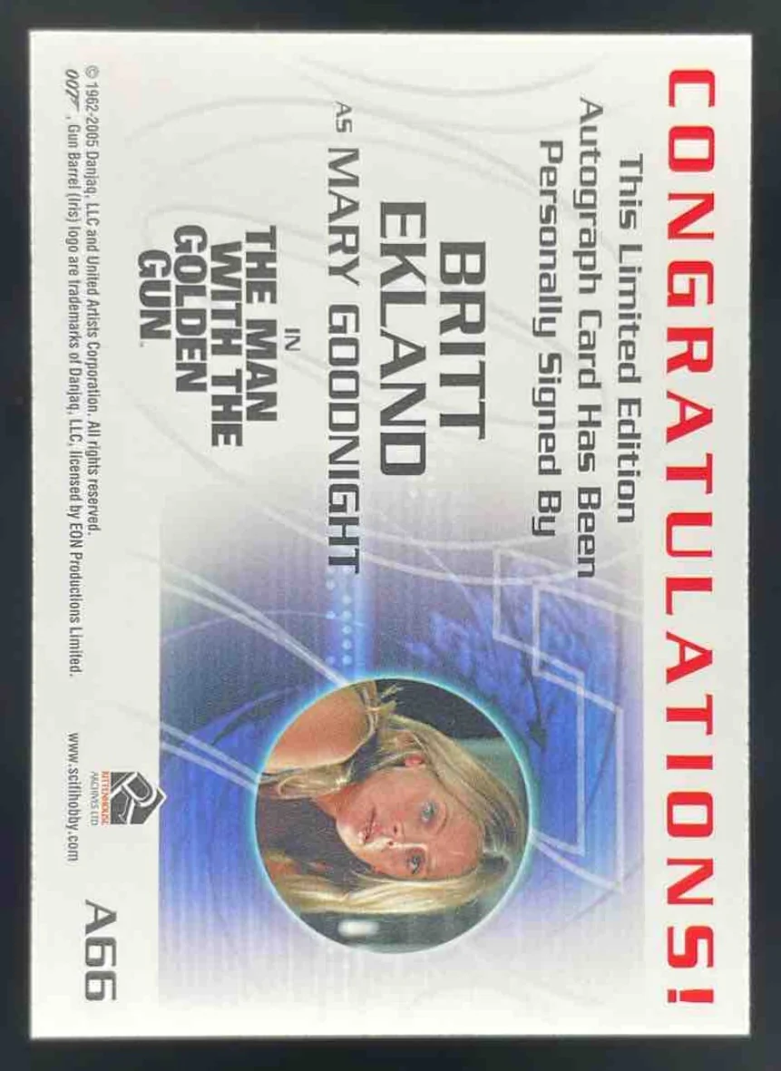 007 The Man With The Golden Gun Autograph Britt Ekland Mary Goodnight Auto - Image 2