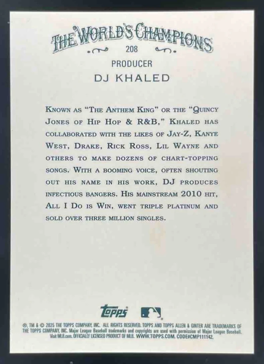 2025 Topps Allen & Ginter Orange #208 DJ Khaled /25 - Image 2