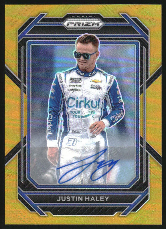 2023 Panini Prizm Signatures Prizms Gold #89 Justin Haley Auto /10