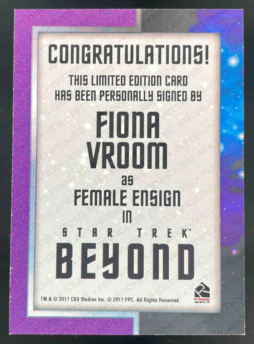 2017 Star Trek Autograph Series Fiona Vroom as Female Ensign Auto - Image 2