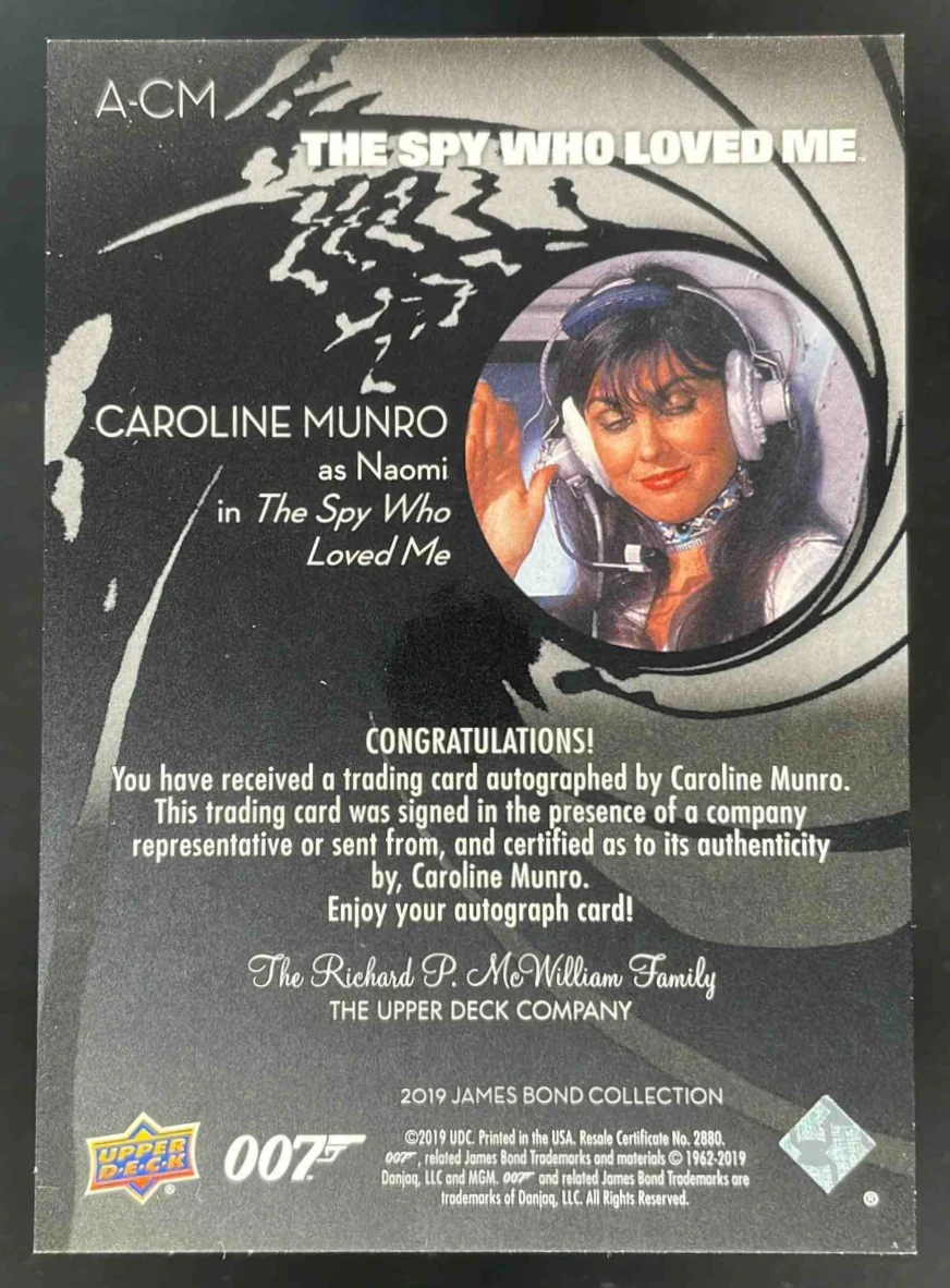 2019 Upper Deck James Bond Collection Inscriptions #A-CM Caroline Munro Auto - Image 2