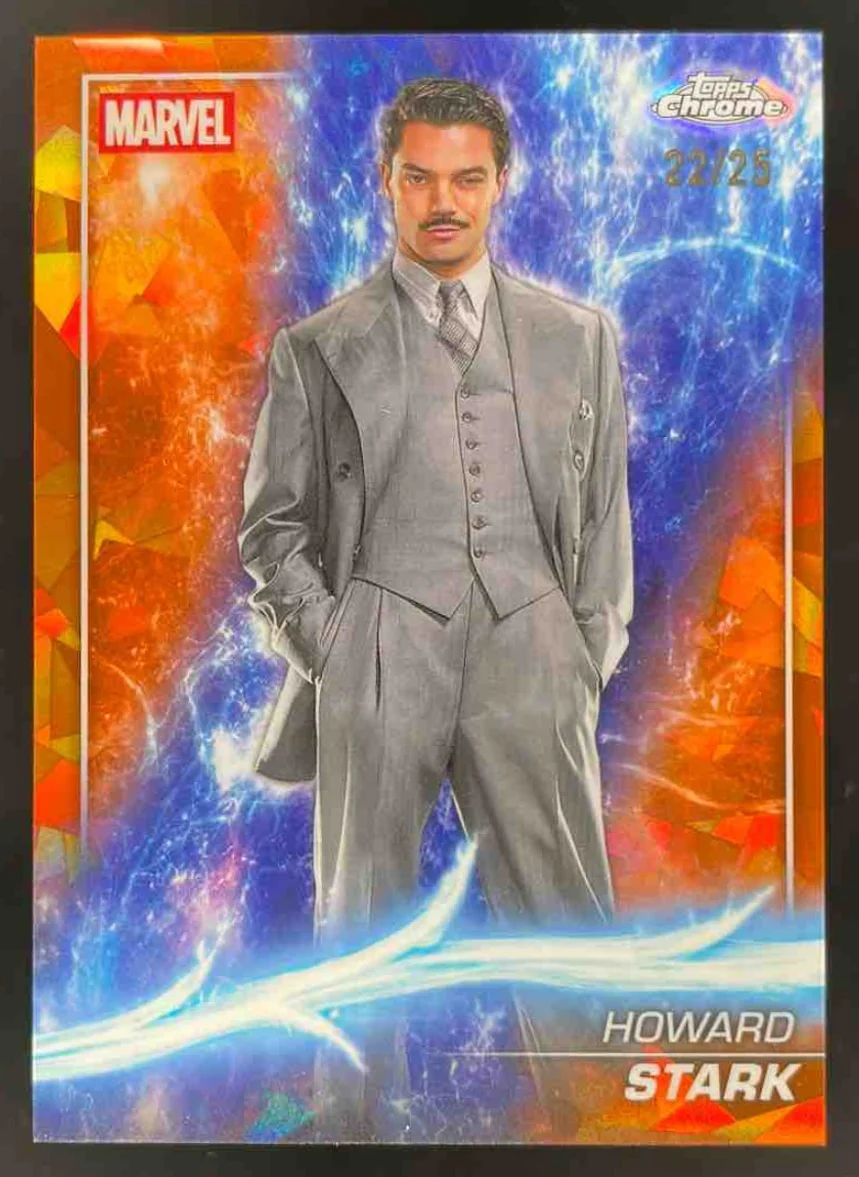 2025 Topps Chrome Marvel Studios Sapphire Orange Refractor #21 Howard Stark /25