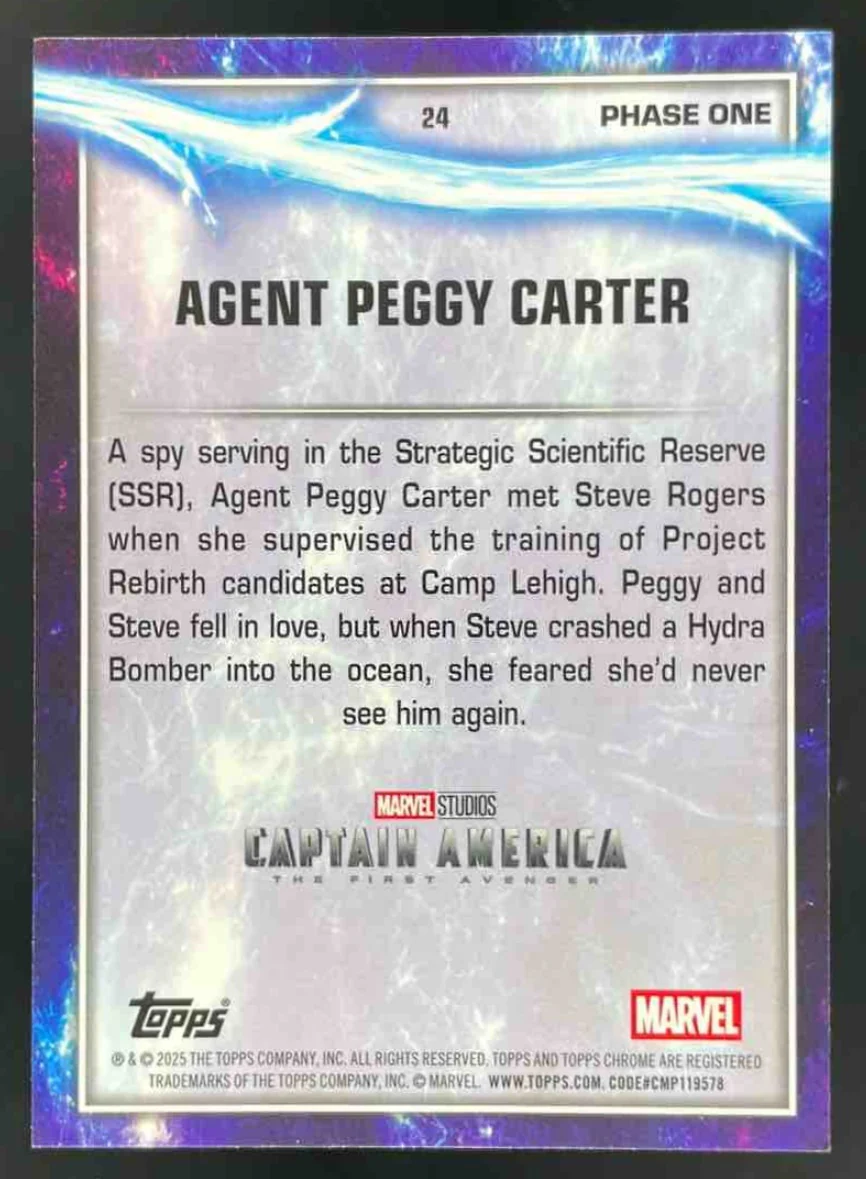 2025 Topps Chrome Marvel Studios Red and Black Lava #24 Agent Peggy Carter /80 - Image 2