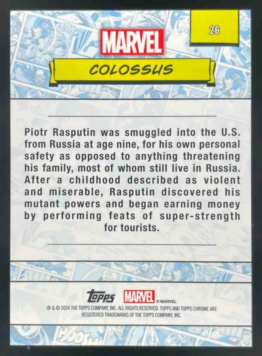2024 Topps Chrome Marvel Human Torch Refractor #26 Colossus /39 - Image 2