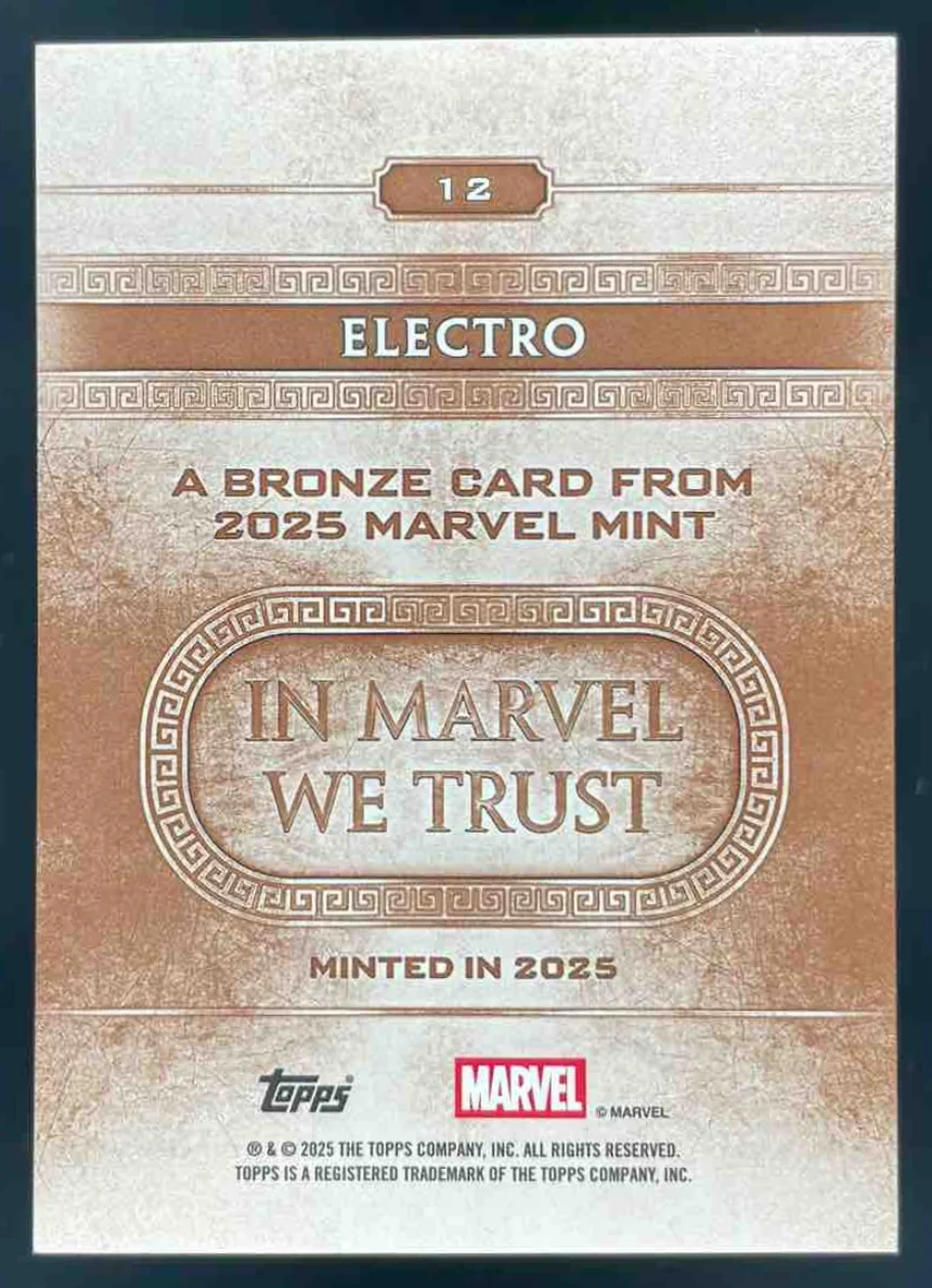 2025 Topps Mint Marvel Orange Foil #12 Electro Bronze /25 - Image 2