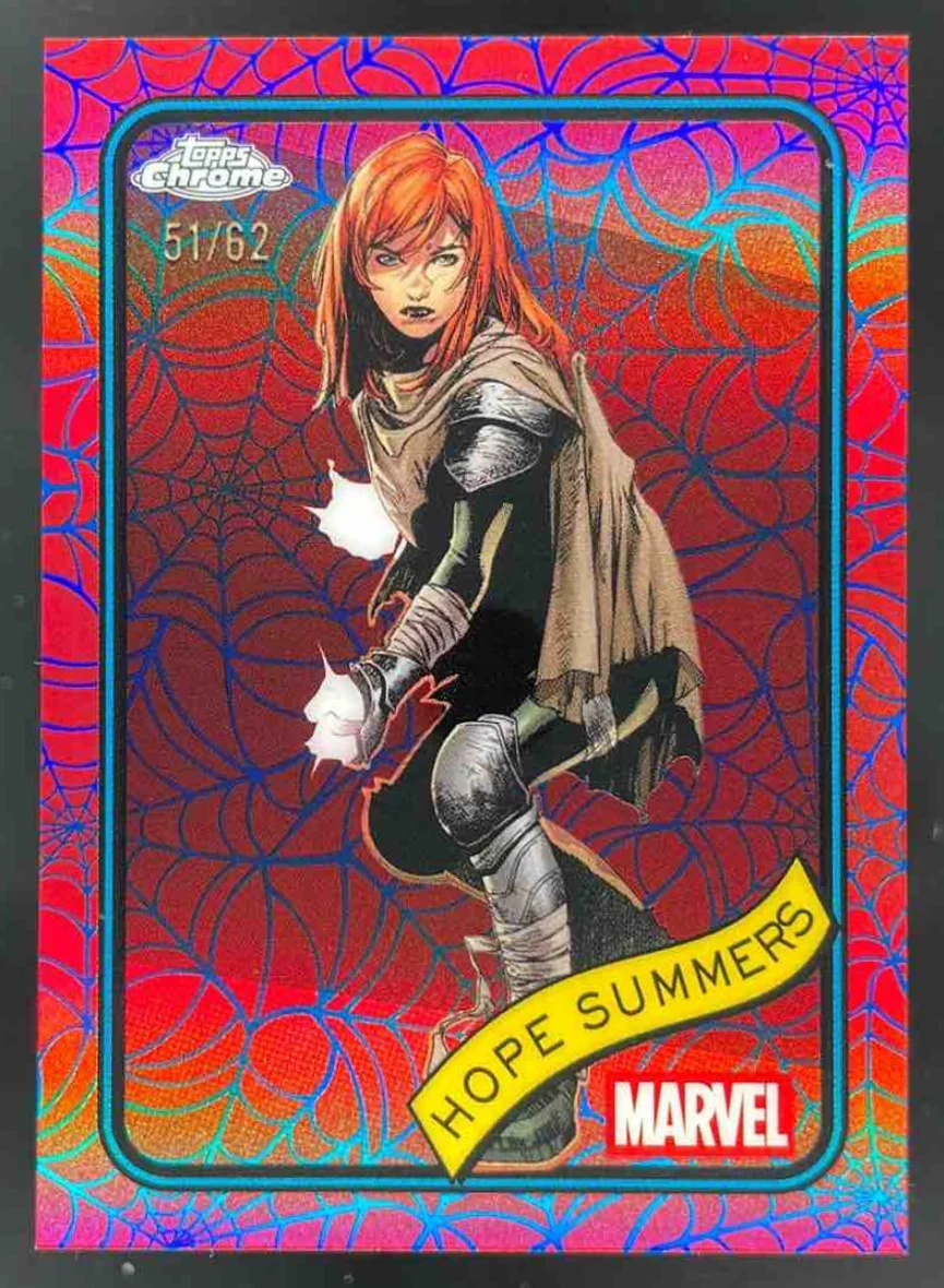 2025 Topps Chrome Marvel Blue & Red Spider Web Refractor #73 Hope Summers /62