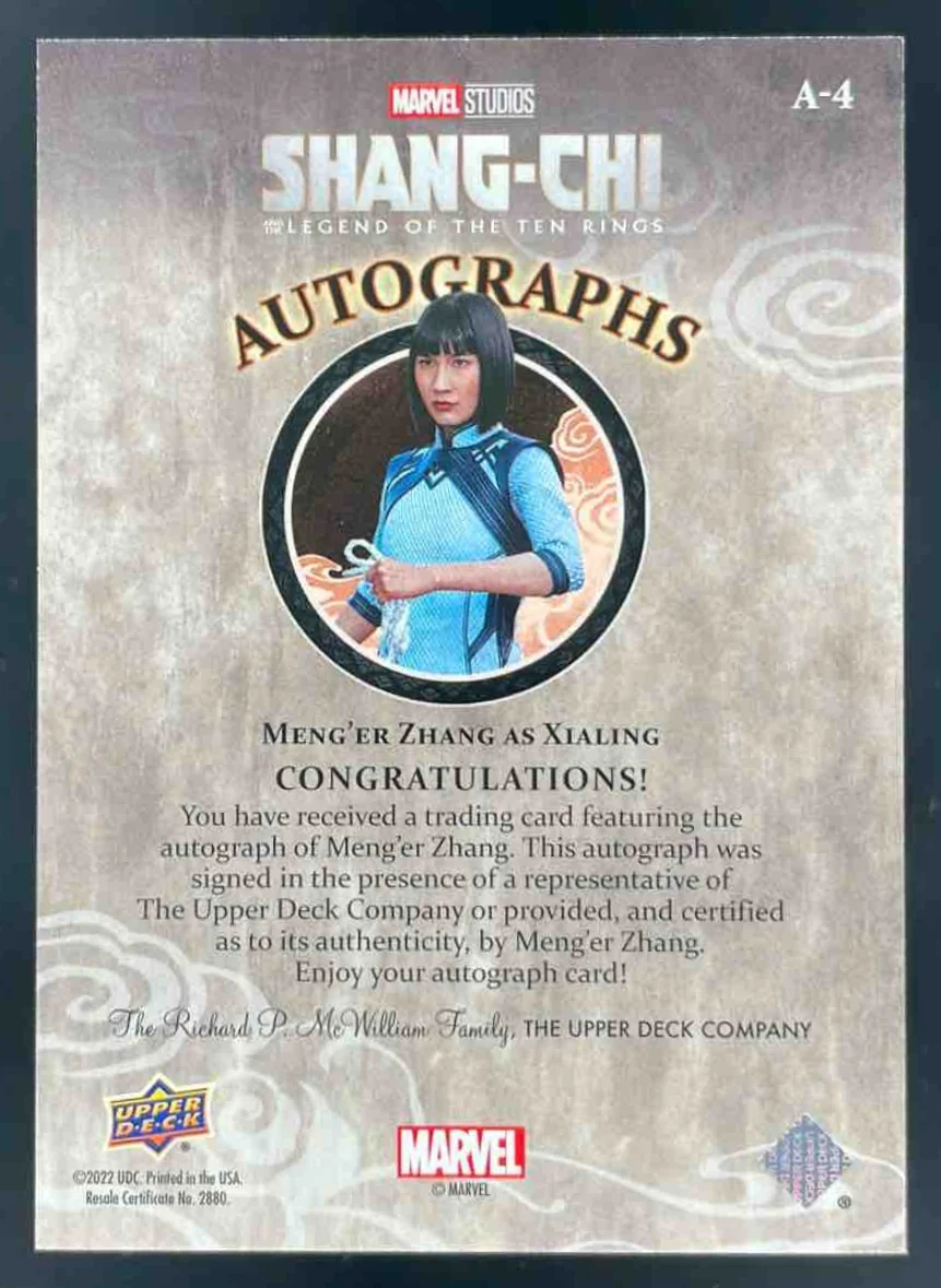 2023 Upper Deck Marvel Shang-Chi and the Legends Ten Rings Meng er Zhang Auto - Image 2