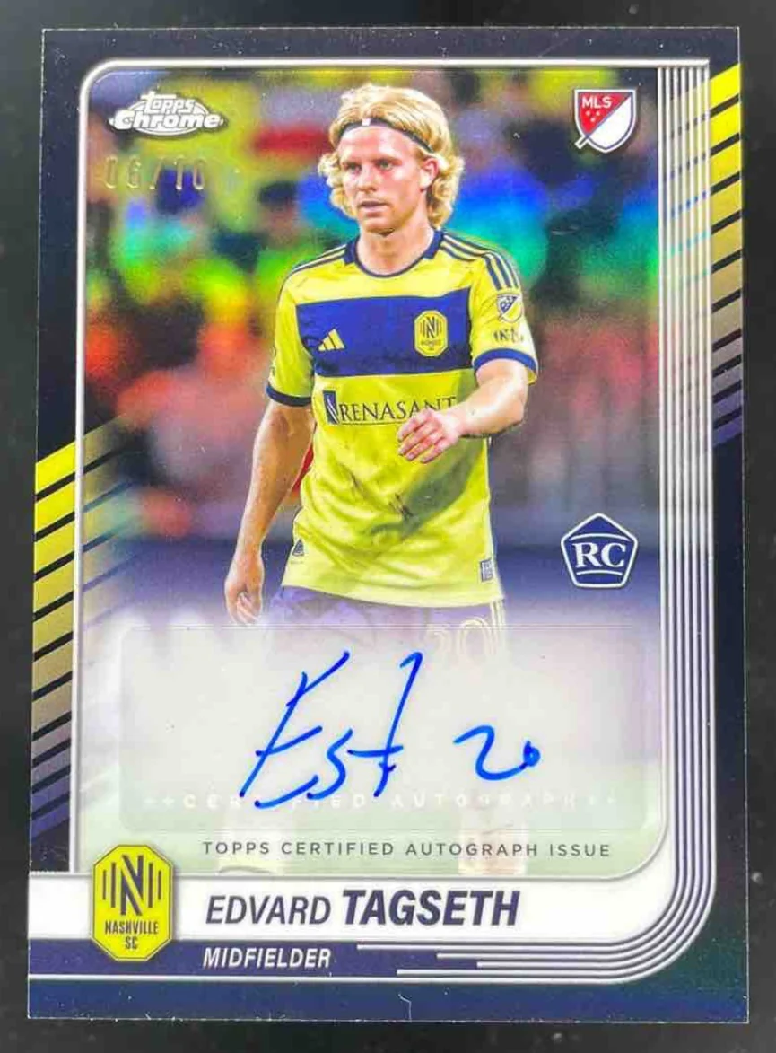 2025 Topps Chrome MLS Chrome Black #CA-ET Edvard Tagseth Auto /10