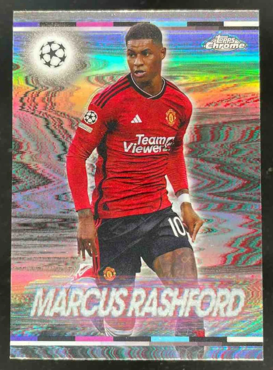2023-24 Topps Chrome UEFA Club Competitions White Noise #WN-7 Marcus Rashford