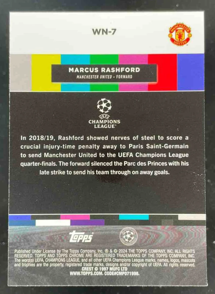 2023-24 Topps Chrome UEFA Club Competitions White Noise #WN-7 Marcus Rashford - Image 2