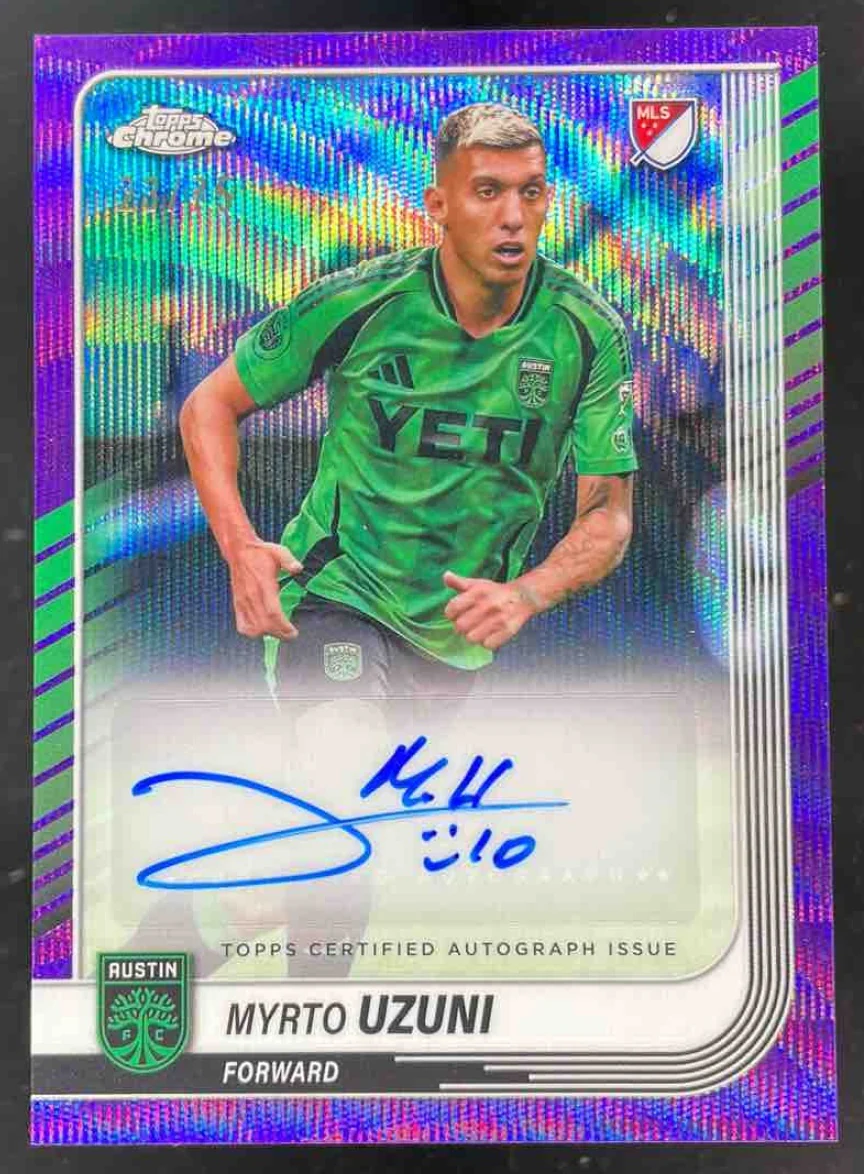 2025 Topps Chrome MLS Chrome Purple Wave #CA-UZ Myrto Uzuni Auto /75