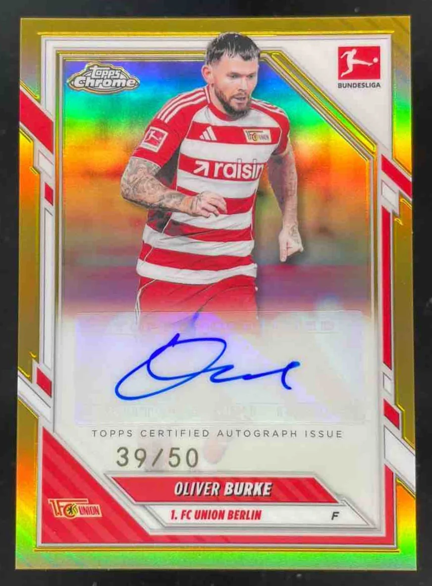 2025-26 Topps Chrome Bundesliga Gold #BA-OB Oliver Burke Auto /50