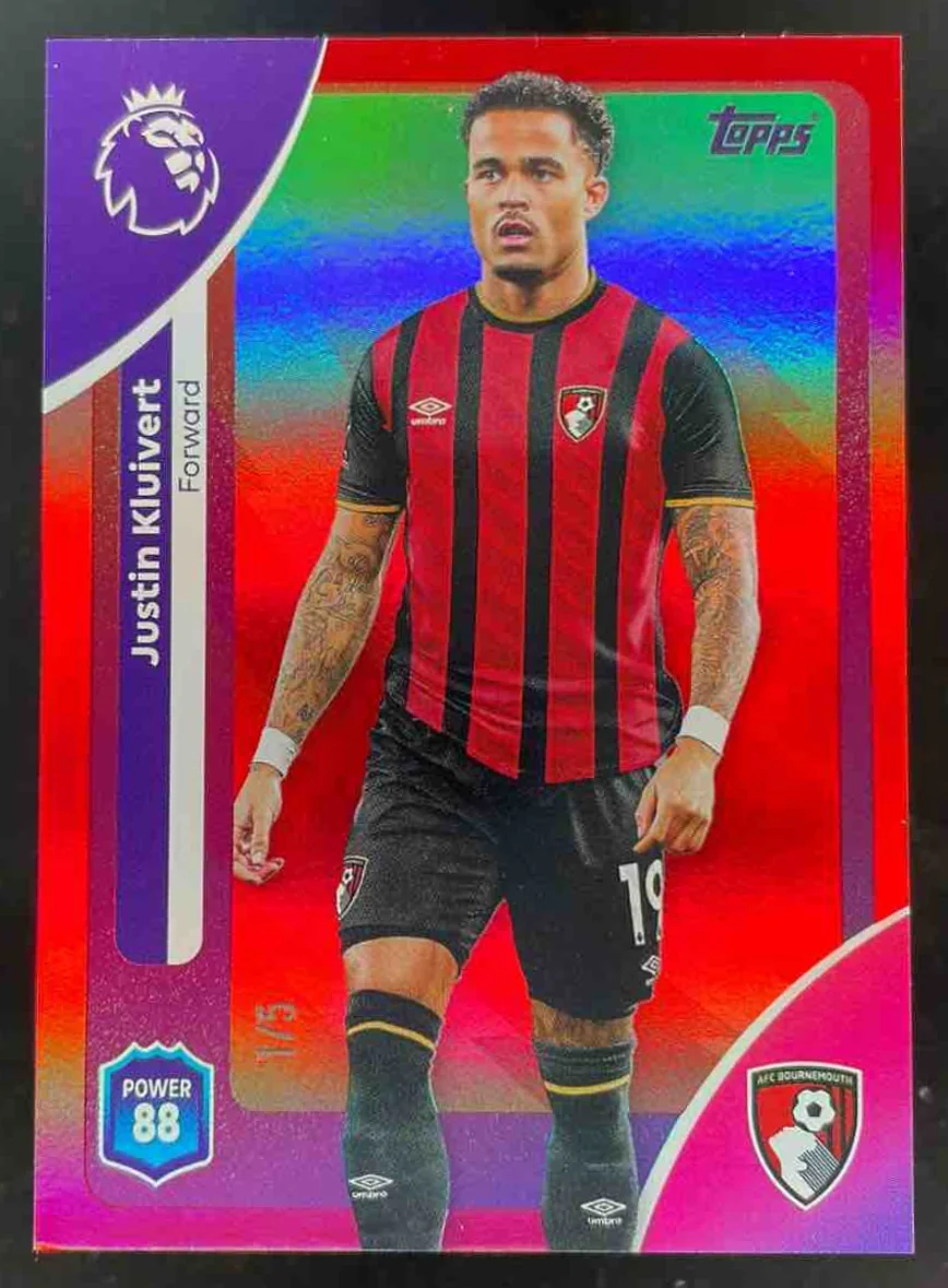 2025-26 Topps Premier League Red Rainbow Foil #48 Justin Kluivert /5