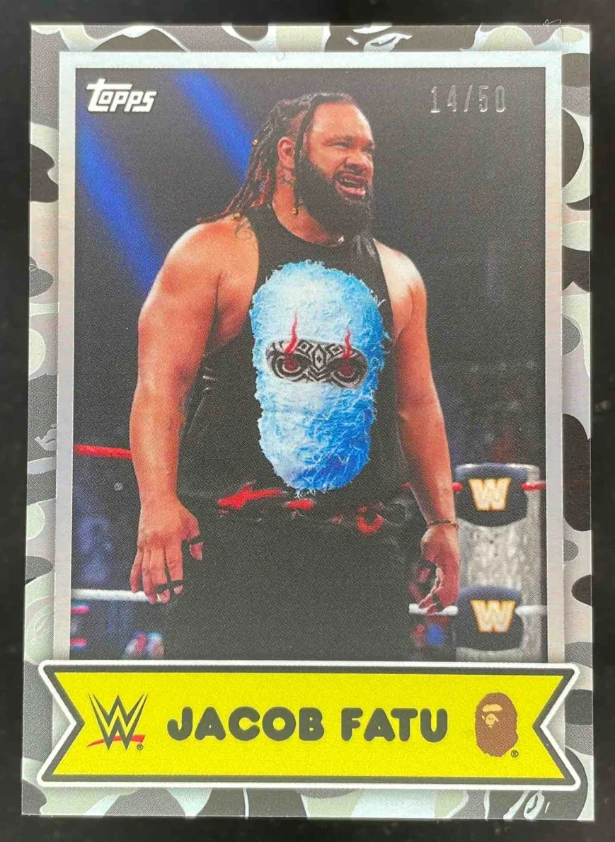 2025 Topps WWE x Bape Black And White Camo #29 Jacob Fatu /50