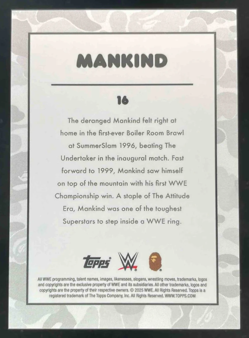 2025 Topps WWE x Bape Purple Camo #16 Mankind /75 - Image 2