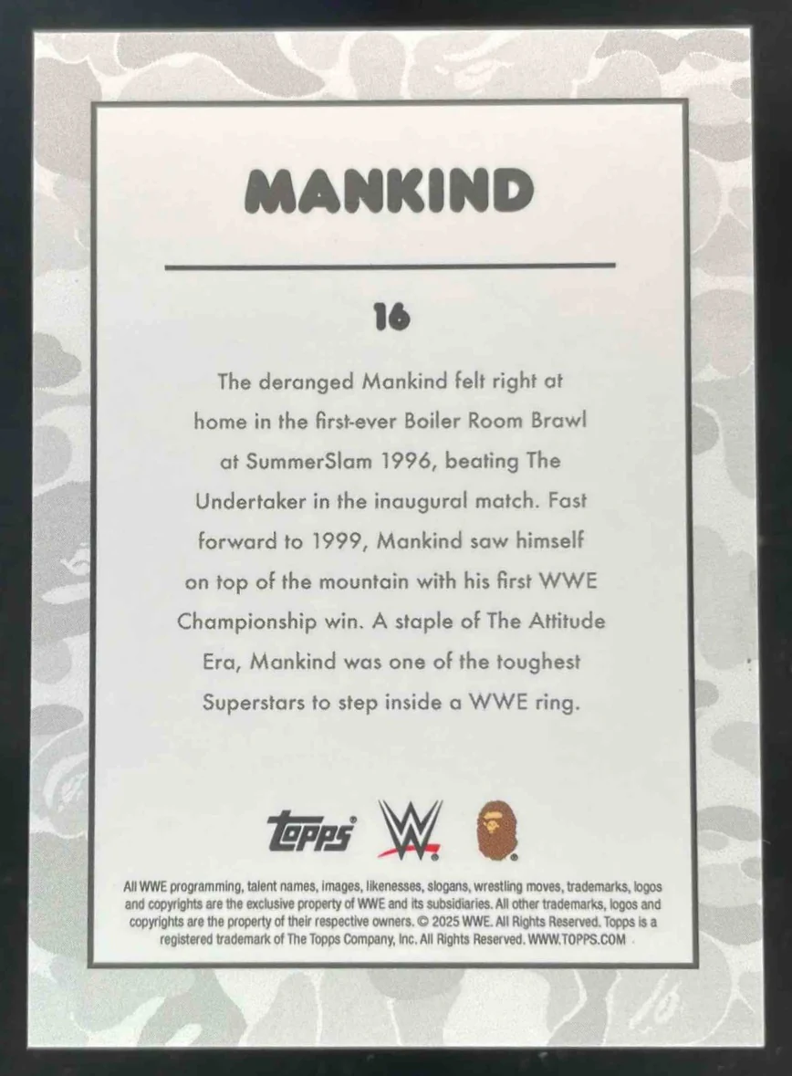 2025 Topps WWE x Bape Purple Camo #16 Mankind /75 - Image 2